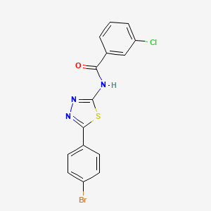 molecular formula C15H9BrClN3OS B2731983 N-[5-(4-溴苯基)-1,3,4-噻二唑-2-基]-3-氯苯甲酰胺 CAS No. 391226-39-4