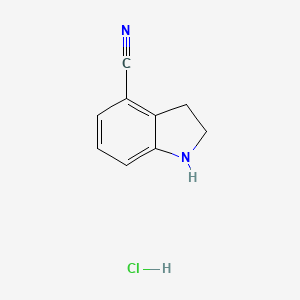 molecular formula C9H9ClN2 B2731987 Indoline-4-carbonitrile hydrochloride CAS No. 1187933-20-5; 885278-80-8