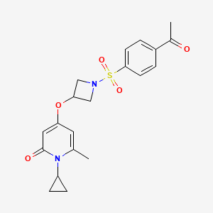 molecular formula C20H22N2O5S B2731998 4-((1-((4-acetylphenyl)sulfonyl)azetidin-3-yl)oxy)-1-cyclopropyl-6-methylpyridin-2(1H)-one CAS No. 2034388-63-9