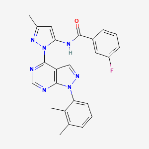 molecular formula C24H20FN7O B2732000 N-(1-(1-(2,3-二甲基苯基)-1H-吡唑并[3,4-d]嘧啶-4-基)-3-甲基-1H-吡唑-5-基)-3-氟苯甲酰胺 CAS No. 1005714-96-4