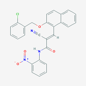 molecular formula C27H18ClN3O4 B2732006 (E)-3-[2-[(2-chlorophenyl)methoxy]naphthalen-1-yl]-2-cyano-N-(2-nitrophenyl)prop-2-enamide CAS No. 522655-33-0