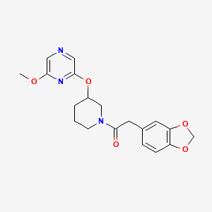 molecular formula C19H21N3O5 B2732008 2-(Benzo[d][1,3]dioxol-5-yl)-1-(3-((6-methoxypyrazin-2-yl)oxy)piperidin-1-yl)ethanone CAS No. 2034481-65-5