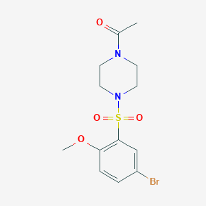molecular formula C13H17BrN2O4S B273201 2-[(4-Acetyl-1-piperazinyl)sulfonyl]-4-bromophenyl methyl ether 