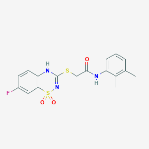 molecular formula C17H16FN3O3S2 B2732013 N-(2,3-dimethylphenyl)-2-((7-fluoro-1,1-dioxido-4H-benzo[e][1,2,4]thiadiazin-3-yl)thio)acetamide CAS No. 886953-05-5