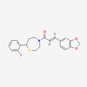 (E)-3-(benzo[d][1,3]dioxol-5-yl)-1-(7-(2-fluorophenyl)-1,4-thiazepan-4-yl)prop-2-en-1-one