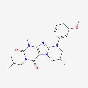 molecular formula C21H27N5O3 B2732019 3-异丁基-9-(3-甲氧基苯基)-1,7-二甲基-6,7,8,9-四氢嘧啶并[2,1-f]嘧啶-2,4(1H,3H)-二酮 CAS No. 847244-49-9