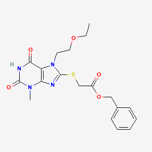 molecular formula C19H22N4O5S B2732028 苄基-2-[7-(2-乙氧基乙基)-3-甲基-2,6-二氧代嘌呤-8-基]硫醇乙酸酯 CAS No. 799252-84-9