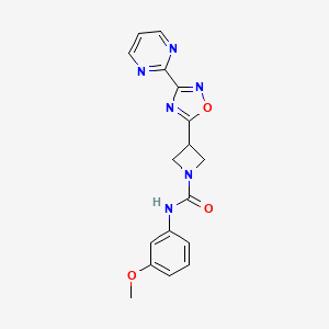 molecular formula C17H16N6O3 B2732030 N-(3-methoxyphenyl)-3-(3-(pyrimidin-2-yl)-1,2,4-oxadiazol-5-yl)azetidine-1-carboxamide CAS No. 1331270-58-6