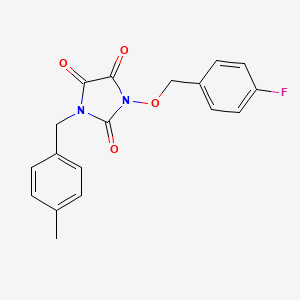 molecular formula C18H15FN2O4 B2732037 1-[(4-Fluorophenyl)methoxy]-3-[(4-methylphenyl)methyl]imidazolidine-2,4,5-trione CAS No. 320422-96-6