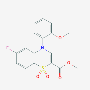 molecular formula C17H14FNO5S B2732043 methyl 6-fluoro-4-(2-methoxyphenyl)-4H-1,4-benzothiazine-2-carboxylate 1,1-dioxide CAS No. 1357703-19-5