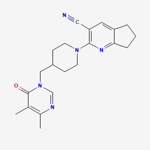 molecular formula C21H25N5O B2732046 2-{4-[(4,5-dimethyl-6-oxo-1,6-dihydropyrimidin-1-yl)methyl]piperidin-1-yl}-5H,6H,7H-cyclopenta[b]pyridine-3-carbonitrile CAS No. 2199386-19-9