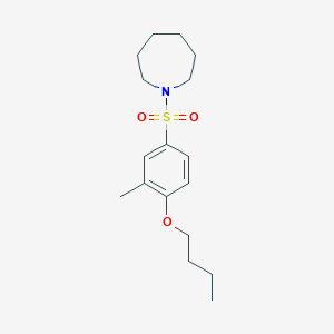 molecular formula C17H27NO3S B273205 1-(4-Butoxy-3-methylbenzenesulfonyl)azepane 