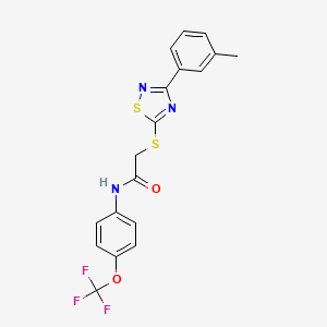 molecular formula C18H14F3N3O2S2 B2732051 2-((3-(m-tolyl)-1,2,4-thiadiazol-5-yl)thio)-N-(4-(trifluoromethoxy)phenyl)acetamide CAS No. 864918-06-9