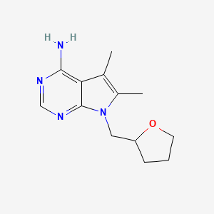 molecular formula C13H18N4O B2732054 5,6-二甲基-7-[(氧杂环戊-2-基)甲基]-7H-吡咯并[2,3-d]嘧啶-4-胺 CAS No. 929975-39-3