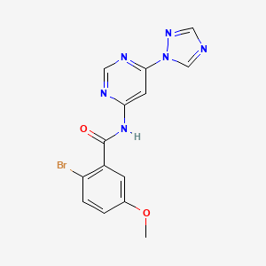 molecular formula C14H11BrN6O2 B2732055 N-(6-(1H-1,2,4-triazol-1-yl)pyrimidin-4-yl)-2-bromo-5-methoxybenzamide CAS No. 1448029-35-3