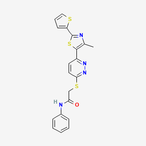 2-((6-(4-methyl-2-(thiophen-2-yl)thiazol-5-yl)pyridazin-3-yl)thio)-N-phenylacetamide