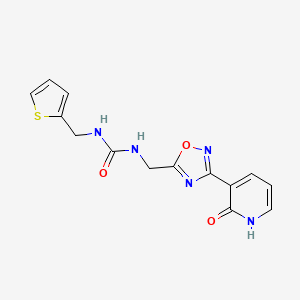 molecular formula C14H13N5O3S B2732063 1-((3-(2-Oxo-1,2-dihydropyridin-3-yl)-1,2,4-oxadiazol-5-yl)methyl)-3-(thiophen-2-ylmethyl)urea CAS No. 1903247-89-1