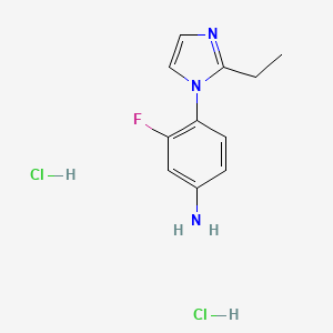 molecular formula C11H14Cl2FN3 B2732065 4-(2-乙基咪唑-1-基)-3-氟苯胺;二盐酸盐 CAS No. 2173997-09-4
