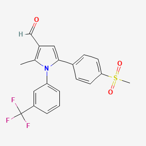 molecular formula C20H16F3NO3S B2732067 2-methyl-5-[4-(methylsulfonyl)phenyl]-1-[3-(trifluoromethyl)phenyl]-1H-pyrrole-3-carbaldehyde CAS No. 338416-44-7