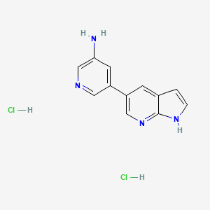 molecular formula C12H12Cl2N4 B2732068 5-{1H-pyrrolo[2,3-b]pyridin-5-yl}pyridin-3-amine dihydrochloride CAS No. 2044872-59-3
