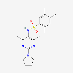 molecular formula C19H26N4O2S B2732070 N-(4,6-dimethyl-2-(pyrrolidin-1-yl)pyrimidin-5-yl)-2,4,5-trimethylbenzenesulfonamide CAS No. 1448045-48-4