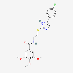 molecular formula C21H22ClN3O4S B2732072 N-(2-((5-(4-chlorophenyl)-1H-imidazol-2-yl)thio)ethyl)-3,4,5-trimethoxybenzamide CAS No. 897456-93-8
