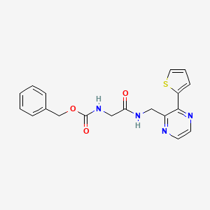 molecular formula C19H18N4O3S B2732074 Benzyl (2-oxo-2-(((3-(thiophen-2-yl)pyrazin-2-yl)methyl)amino)ethyl)carbamate CAS No. 2034613-45-9