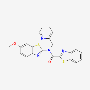 molecular formula C22H16N4O2S2 B2732083 N-(6-methoxybenzo[d]thiazol-2-yl)-N-(pyridin-2-ylmethyl)benzo[d]thiazole-2-carboxamide CAS No. 922591-97-7
