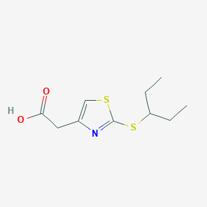 molecular formula C10H15NO2S2 B2732094 2-(2-(Pentan-3-ylthio)thiazol-4-yl)acetic acid CAS No. 1524770-32-8