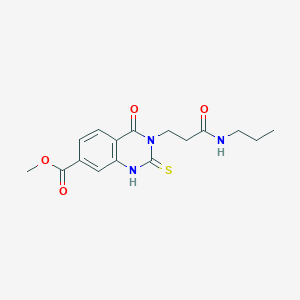 molecular formula C16H19N3O4S B2732097 Methyl 4-oxo-3-(3-oxo-3-(propylamino)propyl)-2-thioxo-1,2,3,4-tetrahydroquinazoline-7-carboxylate CAS No. 946353-96-4