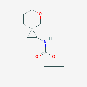 molecular formula C12H21NO3 B2732098 叔丁基 N-{5-氧代螺[2.5]辛烷-1-基}氨基甲酸酯 CAS No. 1707358-49-3