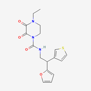 molecular formula C17H19N3O4S B2732101 4-ethyl-N-[2-(furan-2-yl)-2-(thiophen-3-yl)ethyl]-2,3-dioxopiperazine-1-carboxamide CAS No. 2097864-50-9