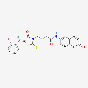 (Z)-4-(5-(2-fluorobenzylidene)-4-oxo-2-thioxothiazolidin-3-yl)-N-(2-oxo-2H-chromen-6-yl)butanamide