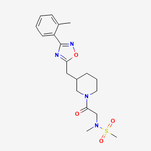 molecular formula C19H26N4O4S B2732109 N-methyl-N-(2-oxo-2-(3-((3-(o-tolyl)-1,2,4-oxadiazol-5-yl)methyl)piperidin-1-yl)ethyl)methanesulfonamide CAS No. 1705551-58-1