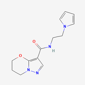 molecular formula C13H16N4O2 B2732110 N-(2-(1H-pyrrol-1-yl)ethyl)-6,7-dihydro-5H-pyrazolo[5,1-b][1,3]oxazine-3-carboxamide CAS No. 1428347-76-5