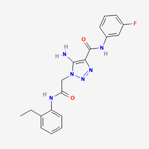molecular formula C19H19FN6O2 B2732114 5-amino-1-{2-[(2-ethylphenyl)amino]-2-oxoethyl}-N-(3-fluorophenyl)-1H-1,2,3-triazole-4-carboxamide CAS No. 894566-79-1