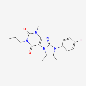 molecular formula C19H20FN5O2 B2732119 8-(4-fluorophenyl)-1,6,7-trimethyl-3-propyl-1H-imidazo[2,1-f]purine-2,4(3H,8H)-dione CAS No. 887458-81-3