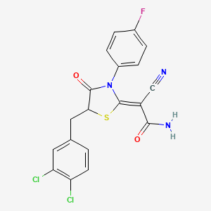 (Z)-2-cyano-2-(5-(3,4-dichlorobenzyl)-3-(4-fluorophenyl)-4-oxothiazolidin-2-ylidene)acetamide