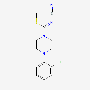 molecular formula C13H15ClN4S B2732132 methyl 4-(2-chlorophenyl)-N-cyanotetrahydro-1(2H)-pyrazinecarbimidothioate CAS No. 339021-06-6