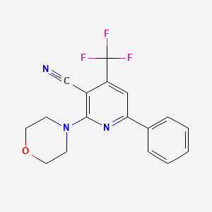 molecular formula C17H14F3N3O B2732133 2-Morpholino-6-phenyl-4-(trifluoromethyl)nicotinonitrile CAS No. 95640-21-4