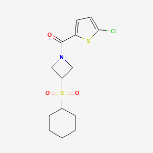 molecular formula C14H18ClNO3S2 B2732137 (5-氯噻吩-2-基)(3-(环己磺酰)氮杂环丁烷-1-基)甲酮 CAS No. 1797844-65-5
