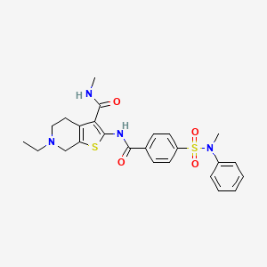 molecular formula C25H28N4O4S2 B2732138 6-ethyl-N-methyl-2-[[4-[methyl(phenyl)sulfamoyl]benzoyl]amino]-5,7-dihydro-4H-thieno[2,3-c]pyridine-3-carboxamide CAS No. 533904-03-9