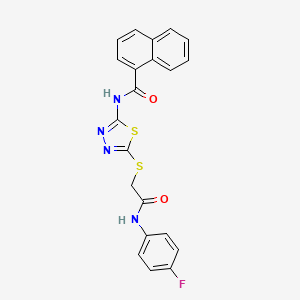 molecular formula C21H15FN4O2S2 B2732140 N-(5-((2-((4-氟苯基)氨基)-2-氧乙基)硫代-1,3,4-噻二唑-2-基)-1-萘酰胺 CAS No. 392297-90-4