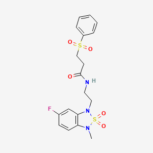 3-(benzenesulfonyl)-N-[2-(6-fluoro-3-methyl-2,2-dioxo-1,3-dihydro-2lambda6,1,3-benzothiadiazol-1-yl)ethyl]propanamide