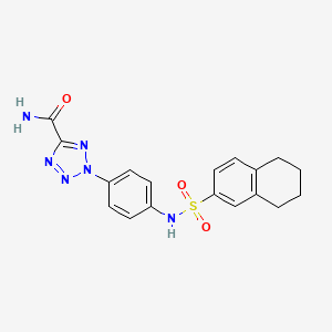 molecular formula C18H18N6O3S B2732147 2-(4-(5,6,7,8-tetrahydronaphthalene-2-sulfonamido)phenyl)-2H-tetrazole-5-carboxamide CAS No. 1396680-86-6