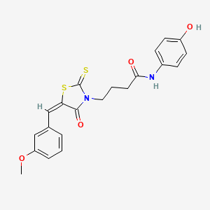 molecular formula C21H20N2O4S2 B2732150 N-(4-hydroxyphenyl)-4-[(5E)-5-[(3-methoxyphenyl)methylidene]-4-oxo-2-sulfanylidene-1,3-thiazolidin-3-yl]butanamide CAS No. 476666-06-5