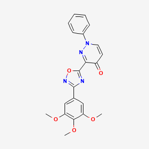 molecular formula C21H18N4O5 B2732157 1-phenyl-3-(3-(3,4,5-trimethoxyphenyl)-1,2,4-oxadiazol-5-yl)pyridazin-4(1H)-one CAS No. 1251681-06-7