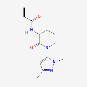 molecular formula C13H18N4O2 B2732161 N-[1-(2,5-Dimethylpyrazol-3-yl)-2-oxopiperidin-3-yl]prop-2-enamide CAS No. 2125334-40-7