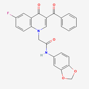 molecular formula C25H17FN2O5 B2732163 2-(3-benzoyl-6-fluoro-4-oxo-1,4-dihydroquinolin-1-yl)-N-(2H-1,3-benzodioxol-5-yl)acetamide CAS No. 866348-52-9