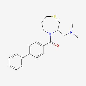 molecular formula C21H26N2OS B2732166 [1,1'-Biphenyl]-4-yl(3-((dimethylamino)methyl)-1,4-thiazepan-4-yl)methanone CAS No. 1448132-65-7